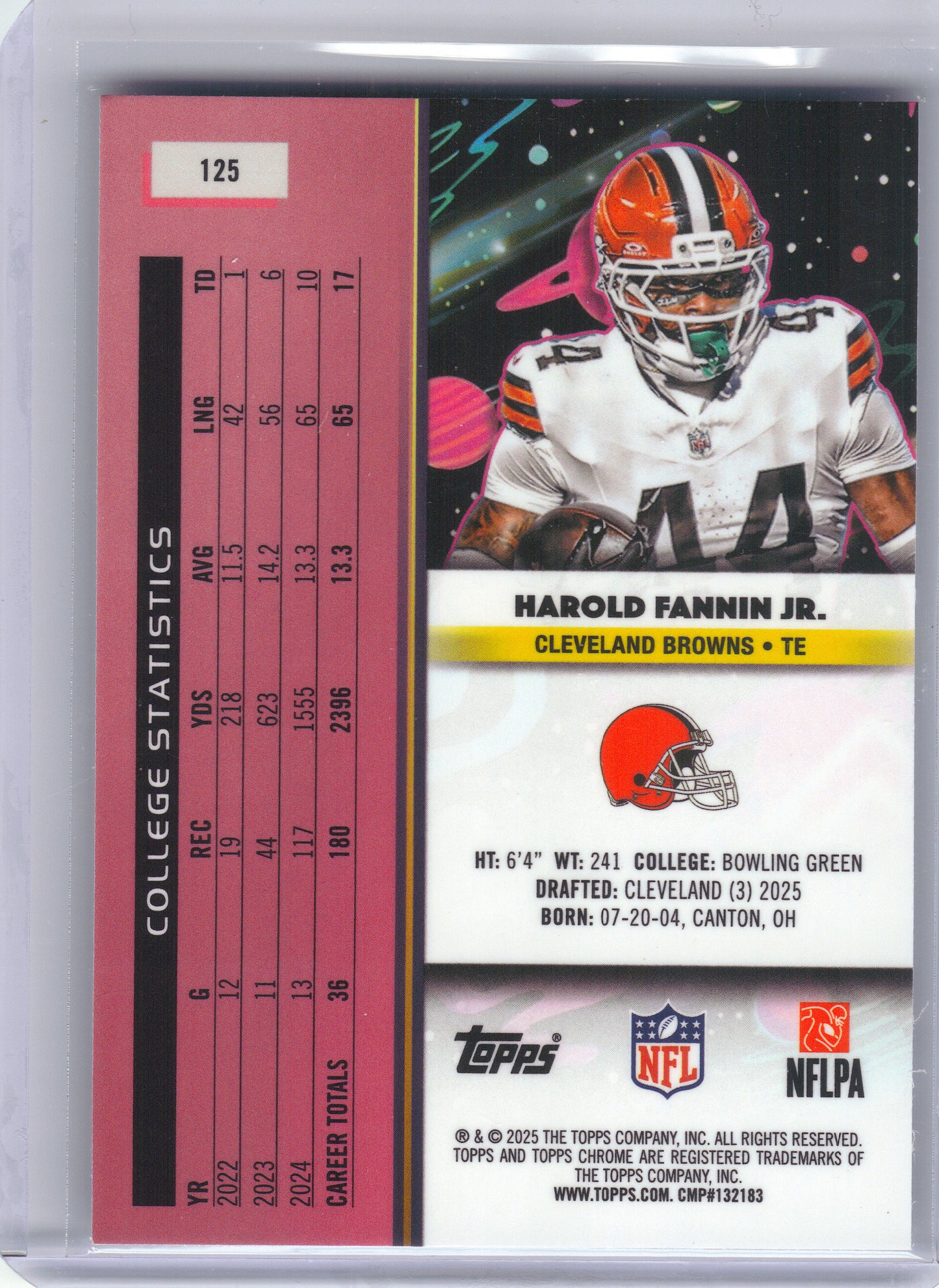 2025 Topps Chrome Cosmic #125 Harold Fannin Jr. Cleveland Browns RC