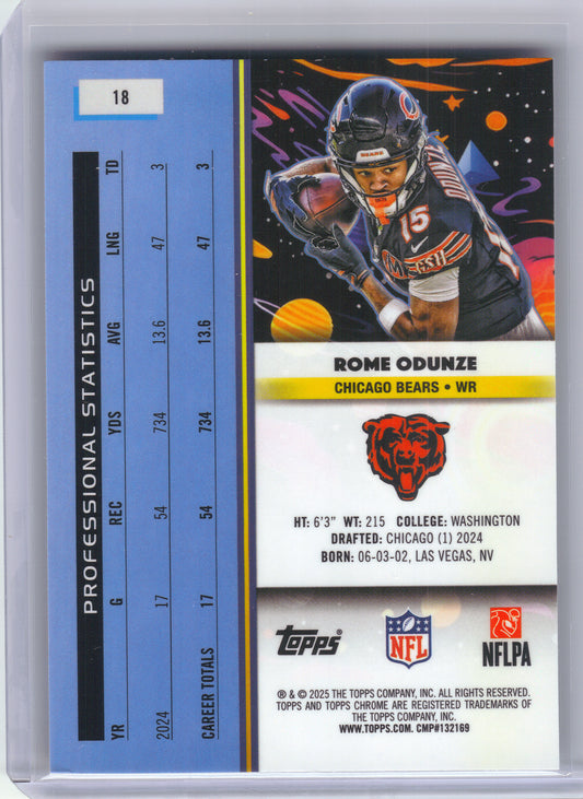 2025 Topps Chrome Cosmic #18 Rome Odunze Chicago Bears