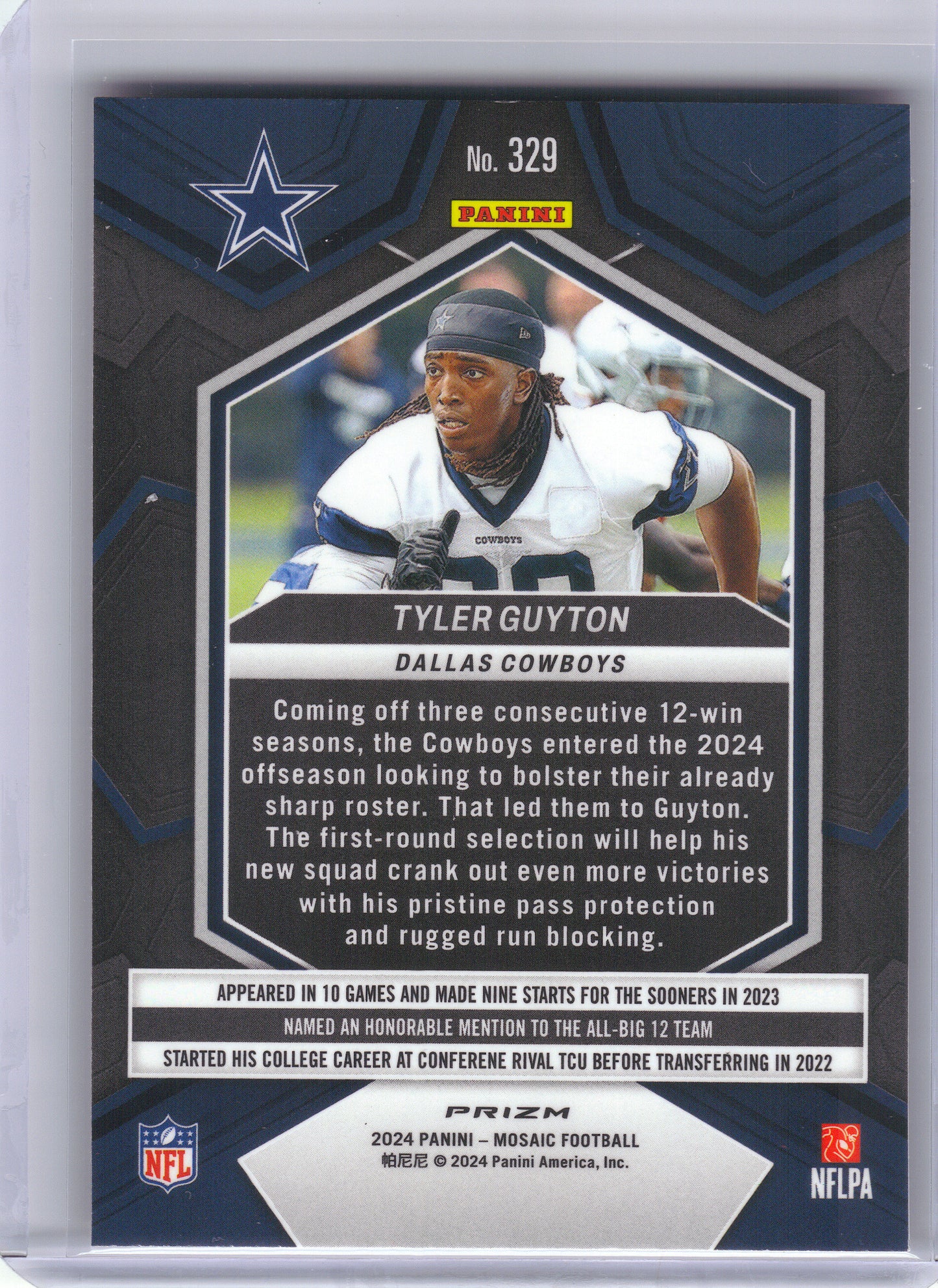 2024 Panini Mosaic #329 Tyler Guyton Red Sparkle Dallas Cowboys