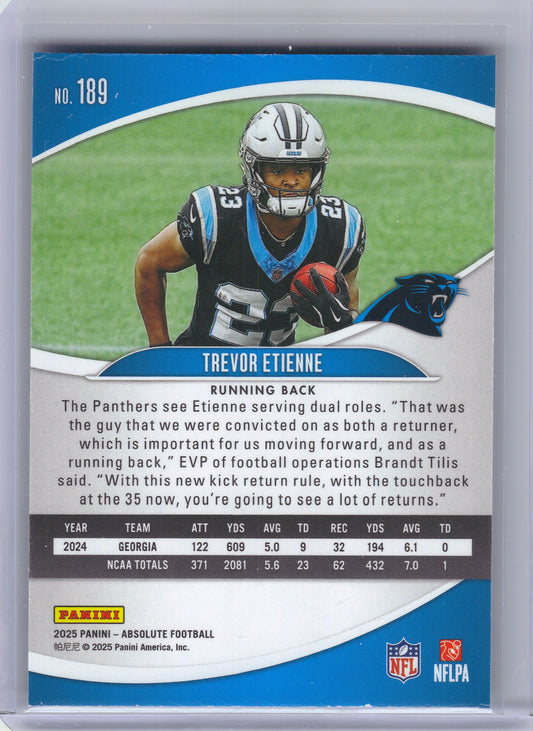 2025 Panini Absolute #189 Trevor Etienne Retail Carolina Panthers RC