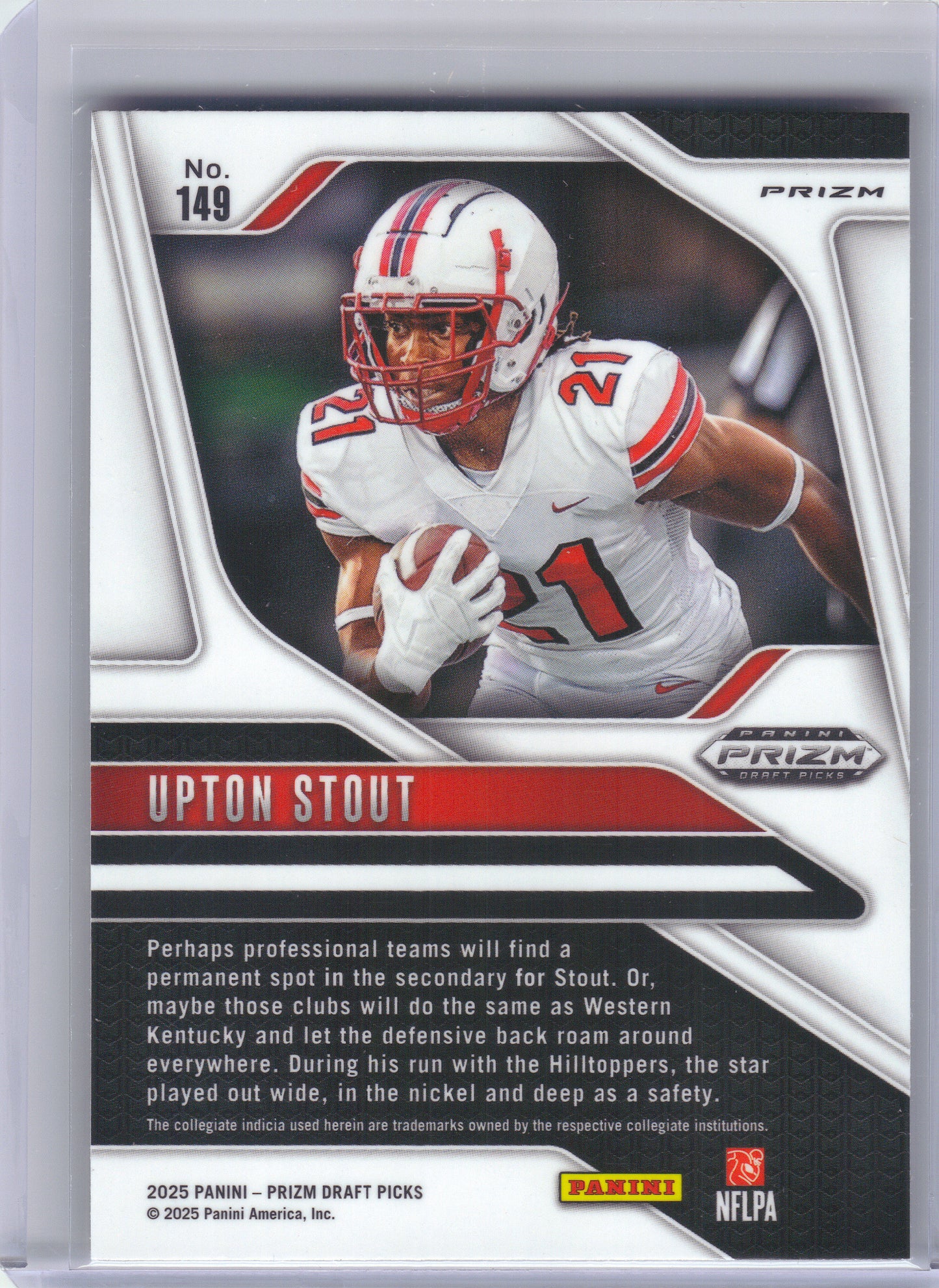2025 Panini Prizm Draft Picks #149 Upton Stout Prizms Gold Ice Western Kentucky Hilltoppers