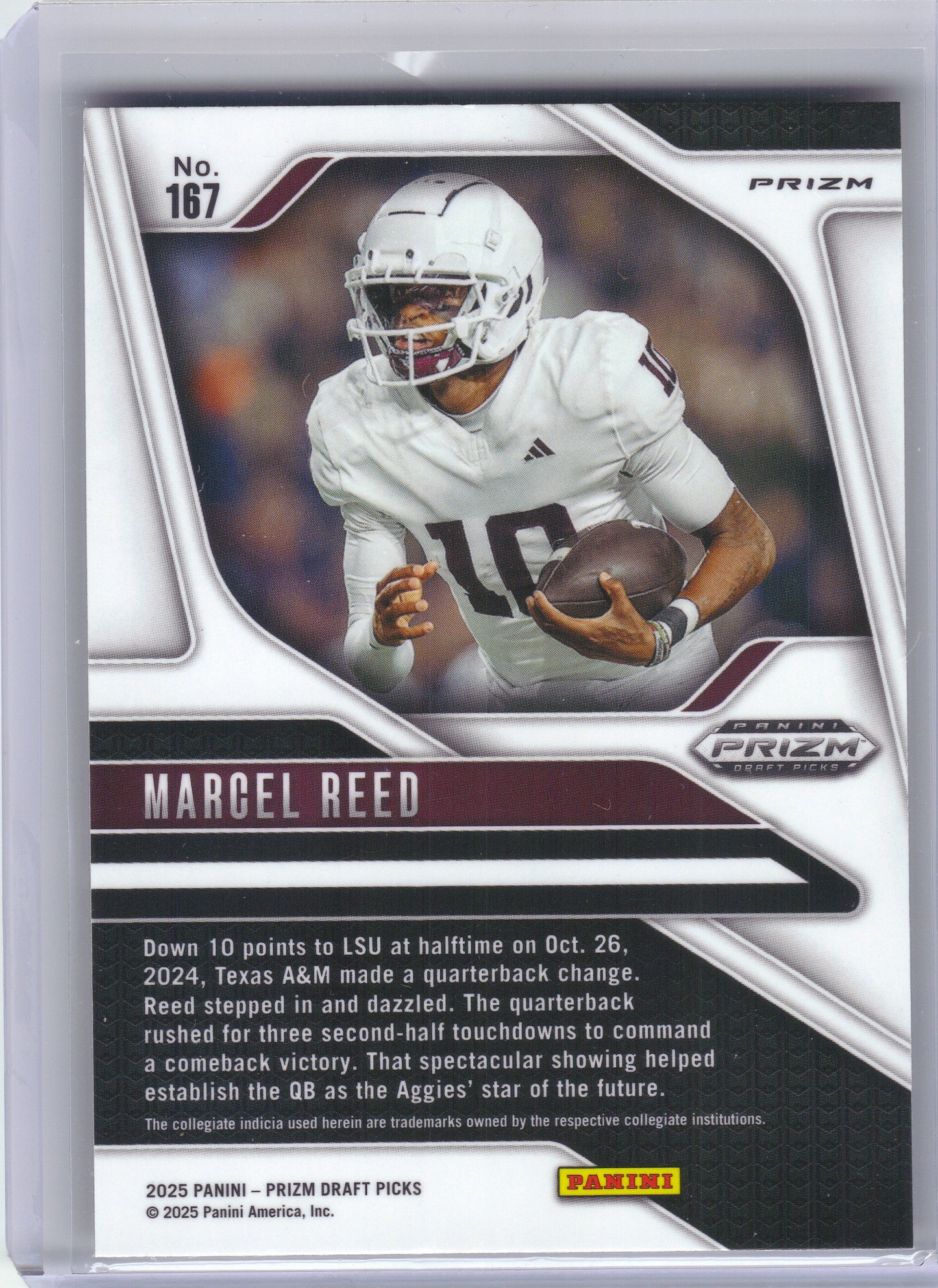2025 Panini Prizm Draft Picks #167 Marcel Reed Prizms Gold Ice Texas A&M Aggies