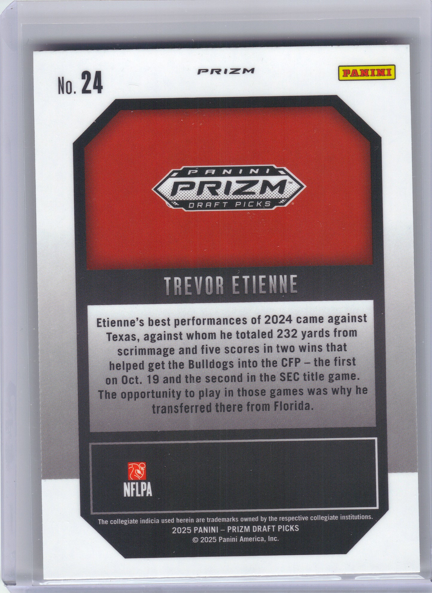 2025 Panini Prizm Draft Picks #24 Trevor Etienne New Recruits Gold Ice Georgia Bulldogs