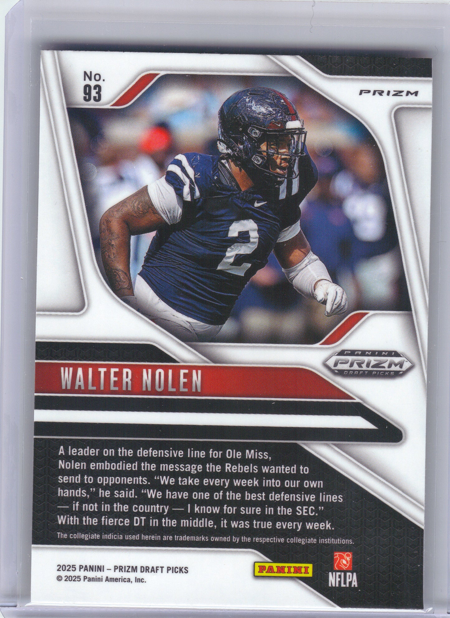 2025 Panini Prizm Draft Picks #93 Walter Nolen Prizms Gold Ice Ole Miss Rebels