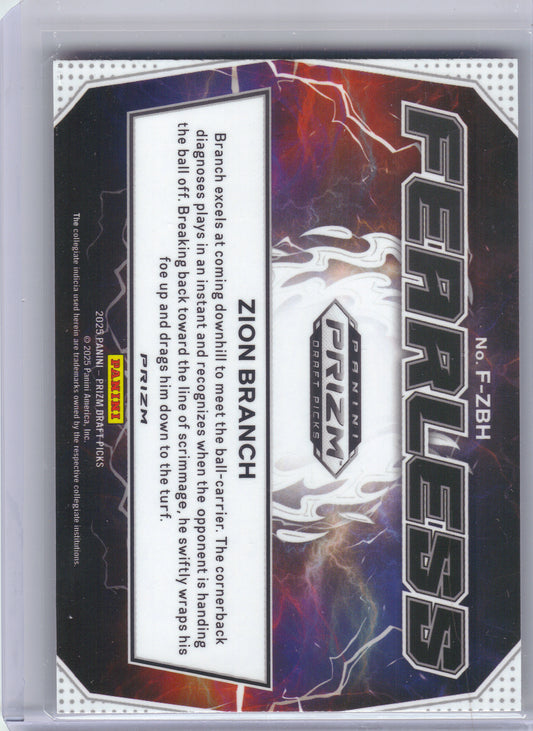 2025 Panini Prizm Draft Picks #F-ZBH Zion Branch Fearless Gold Ice Georgia Bulldogs