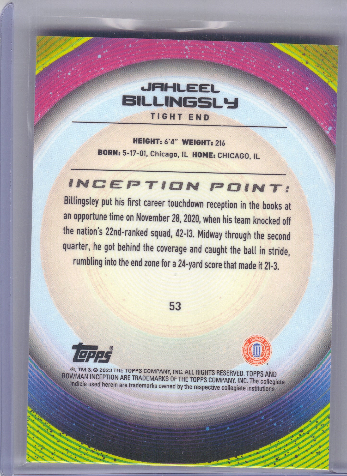 2022-23 Bowman University Inception #53 Jahleel Billingsley Texas Longhorns