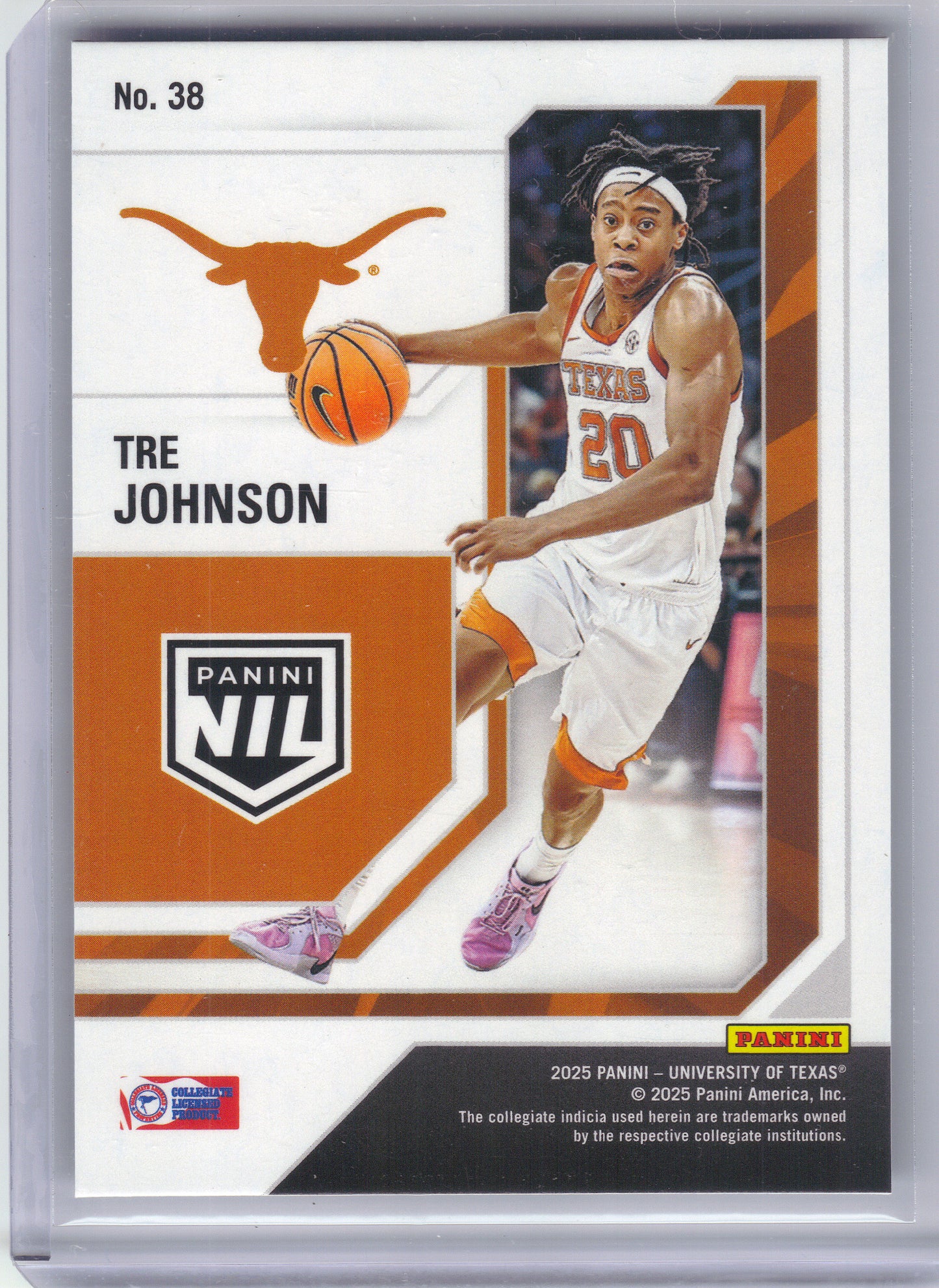 2025 Panini NIL Texas Longhorns #38 Tre Johnson III Panini Logo Texas Longhorns