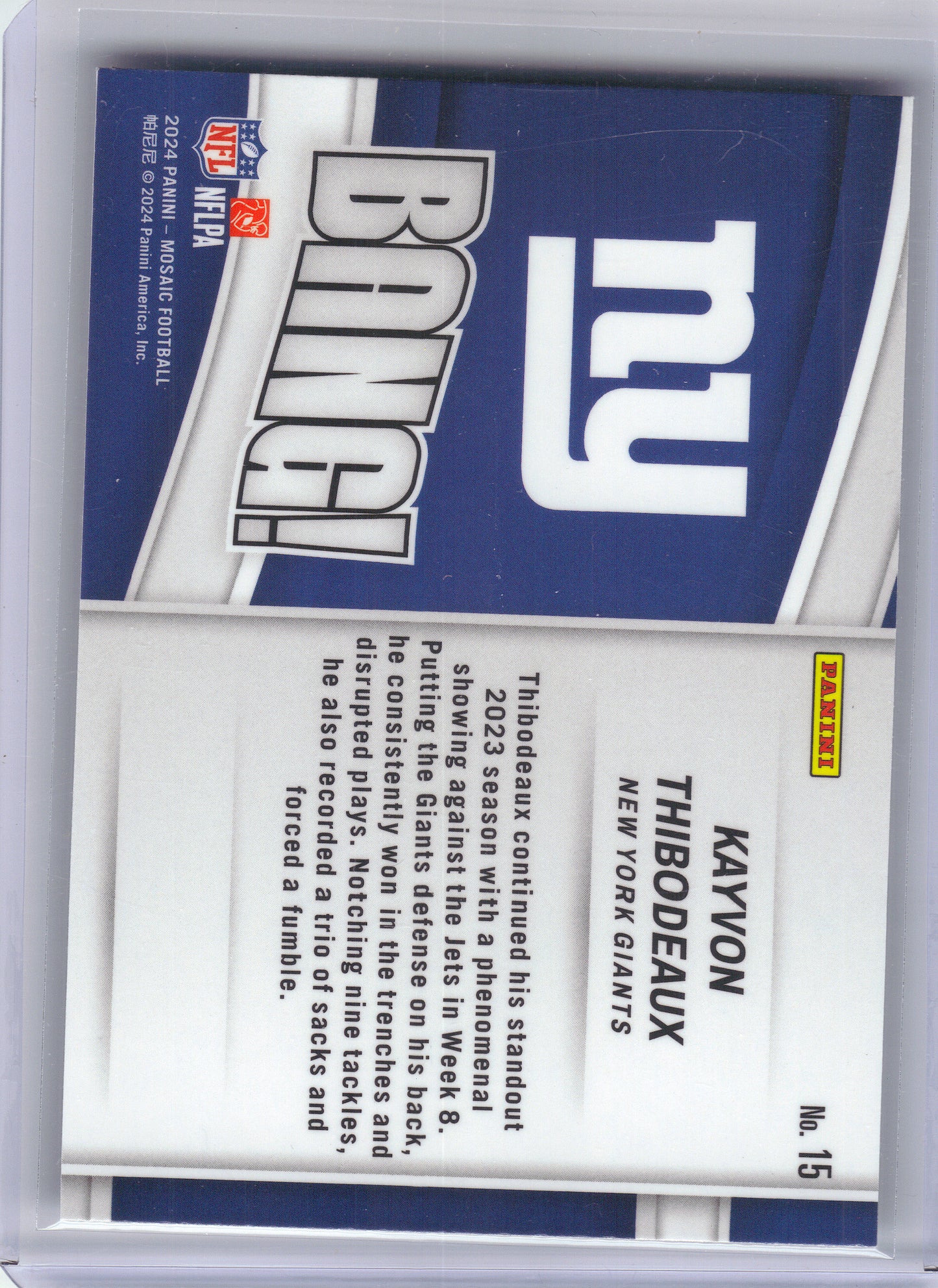 2024 Panini Mosaic #15 Kayvon Thibodeaux Bang! New York Giants