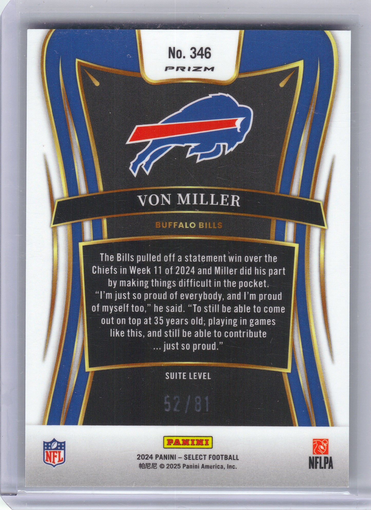2024 Panini Select #346 Von Miller Dragon Scale Prizm #/81 Buffalo Bills SN