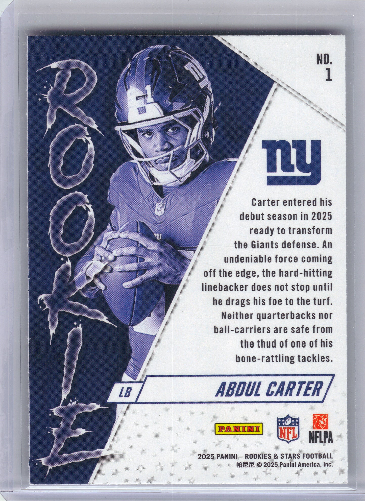2025 Panini Rookies & Stars #1 Abdul Carter Rookie Exclusive New York Giants
