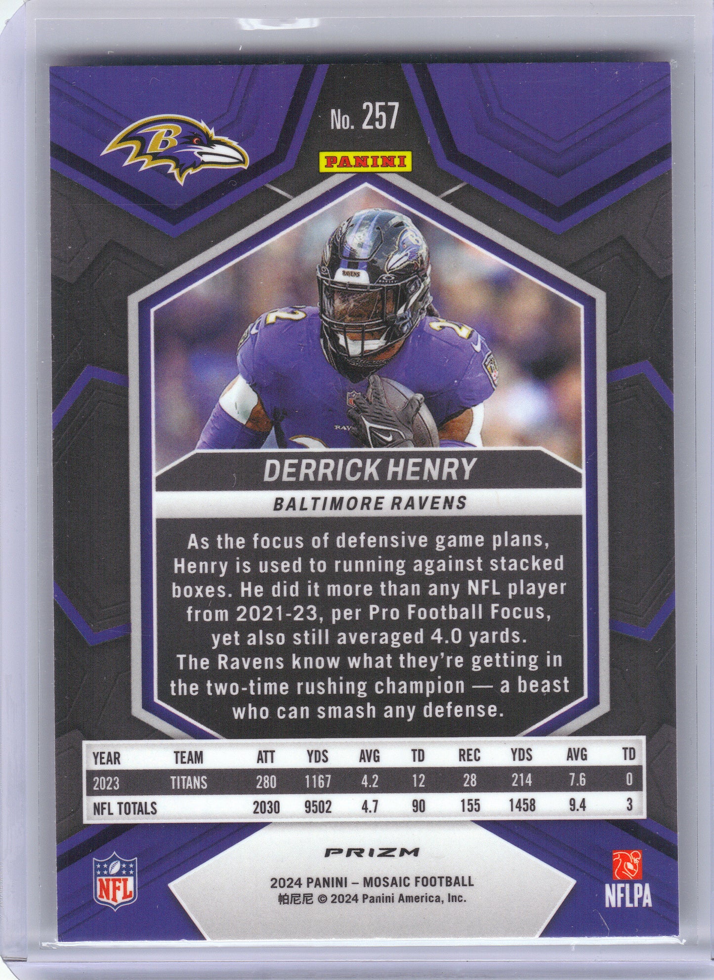 2024 Panini Mosaic #257 Derrick Henry Silver Baltimore Ravens