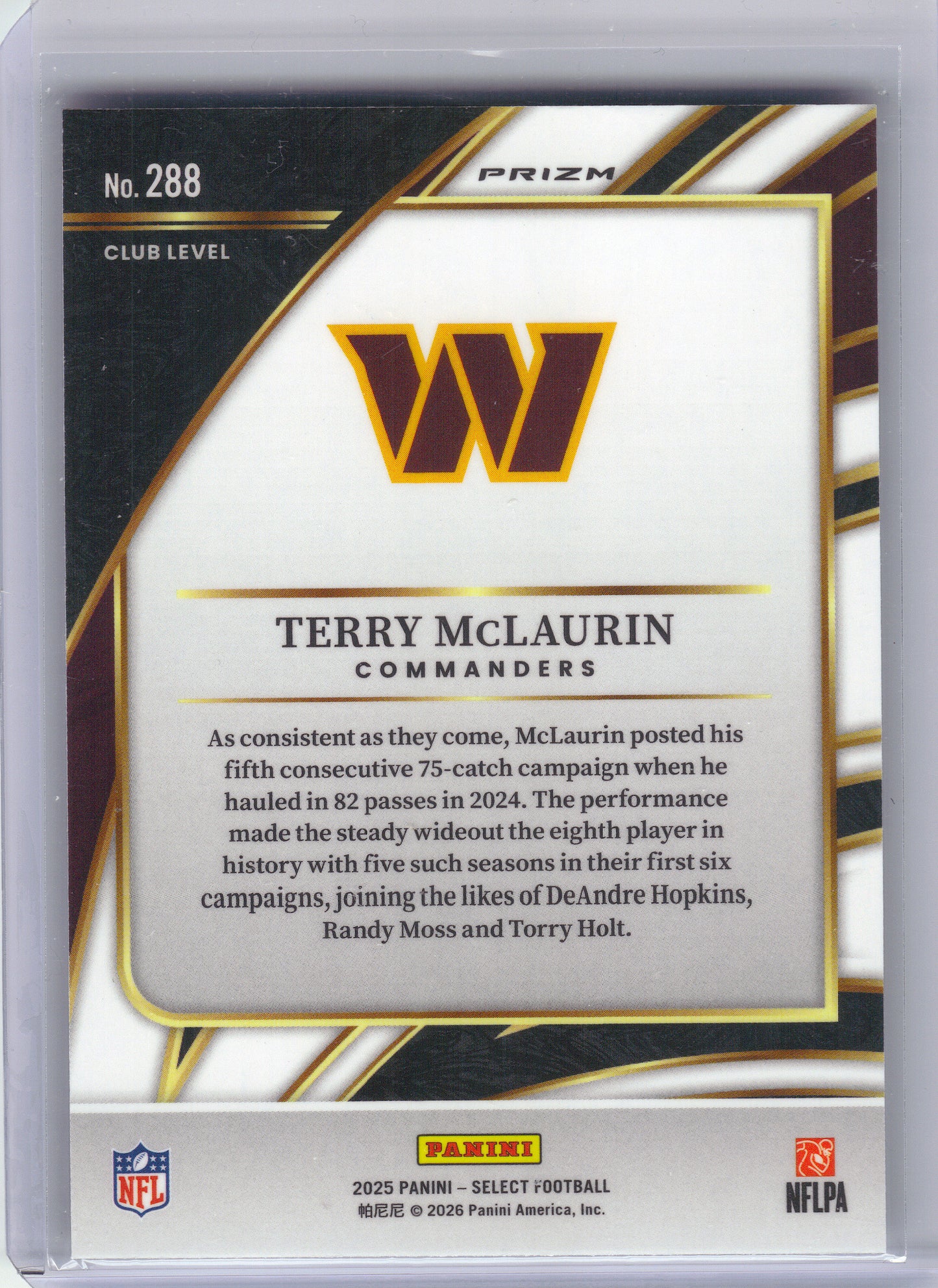 2025 Panini Select #288 Terry McLaurin Silver Prizm Washington Commanders