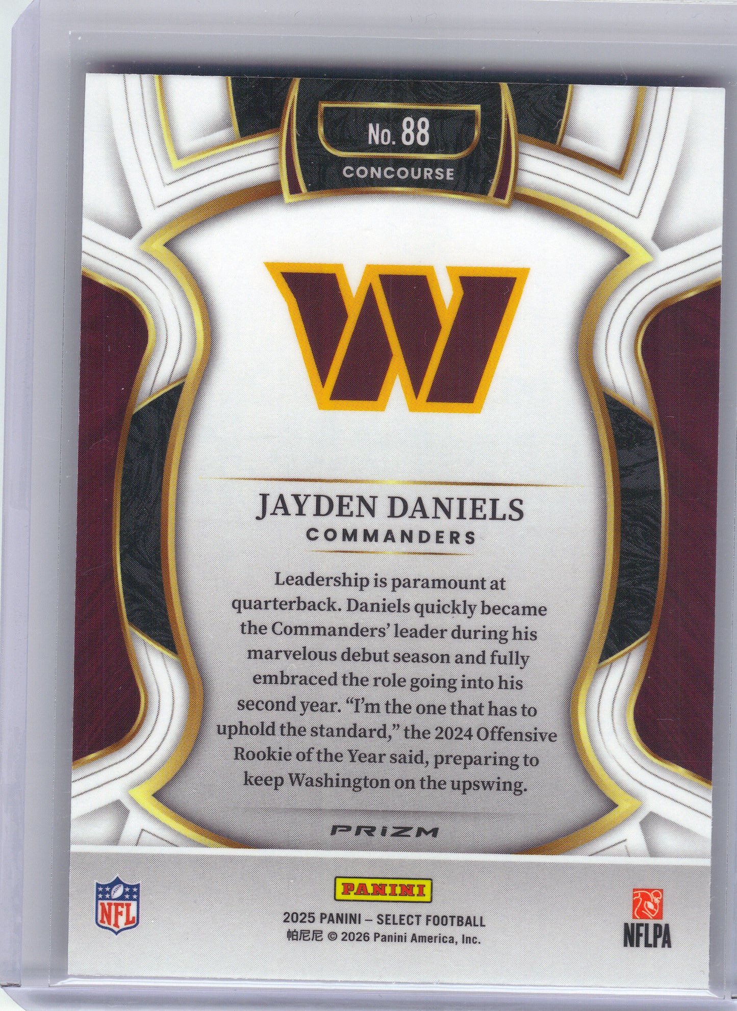 2025 Panini Select #88 Jayden Daniels Pink Prizm Shock Washington Commanders