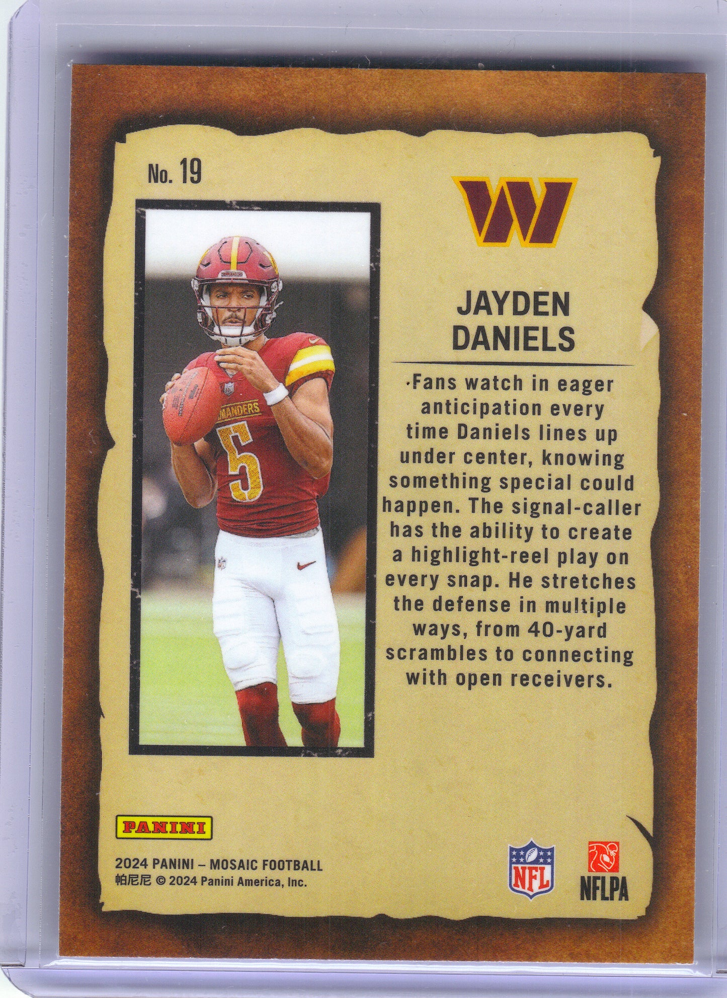 2024 Panini Mosaic #19 Jayden Daniels Notoriety Washington Commanders
