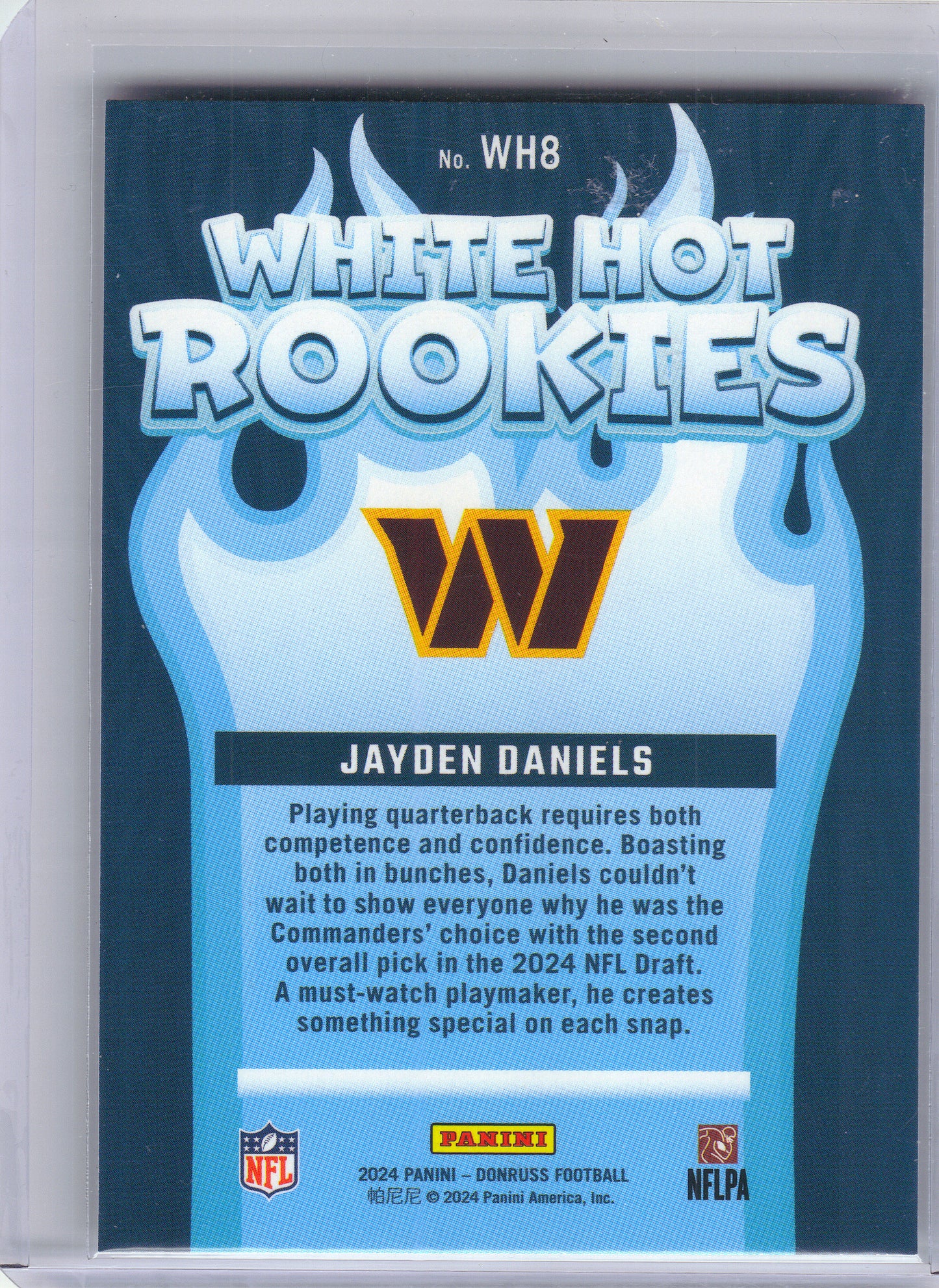 2024 Donruss #WH8 Jayden Daniels White Hot Rookies Washington Commanders