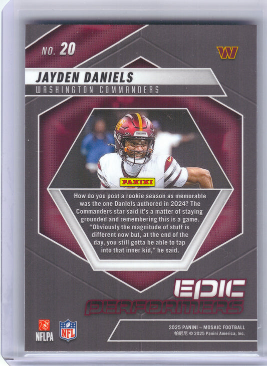 2025 Panini Mosaic #20 Jayden Daniels Epic Performers Washington Commanders
