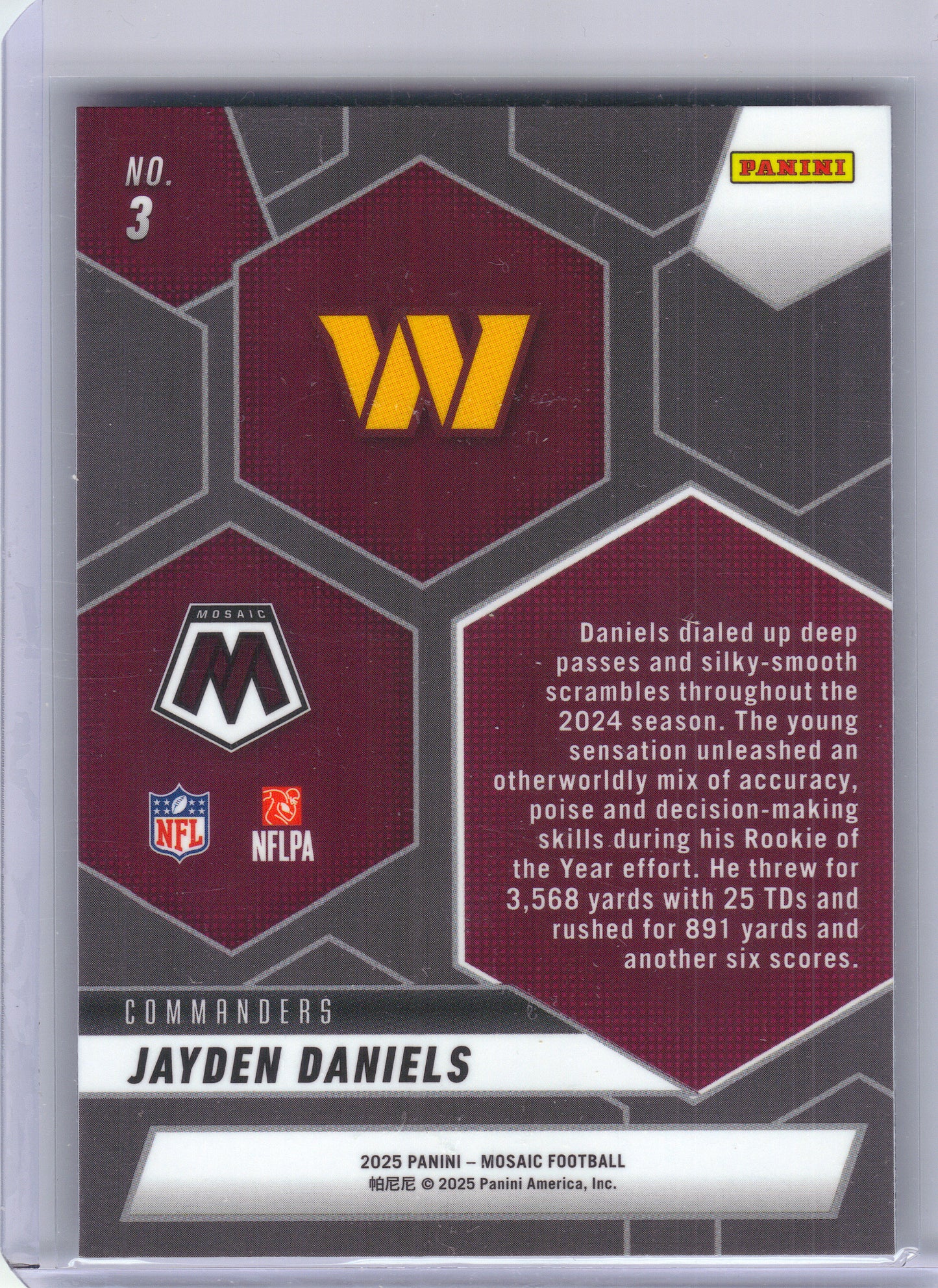 2025 Panini Mosaic #3 Jayden Daniels Montage Washington Commanders