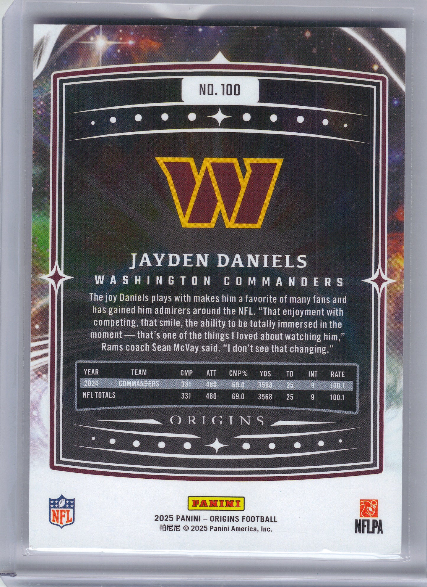 2025 Panini Origins #100 Jayden Daniels Washington Commanders
