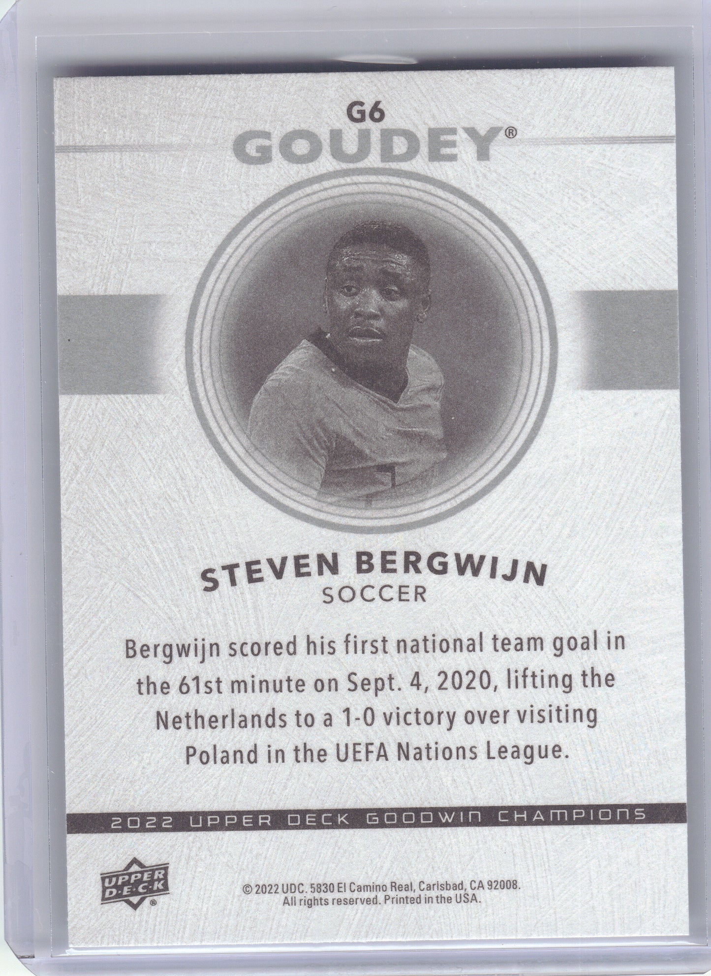 2022 Upper Deck Goodwin Champions #G6 Steven Bergwijn Goudey