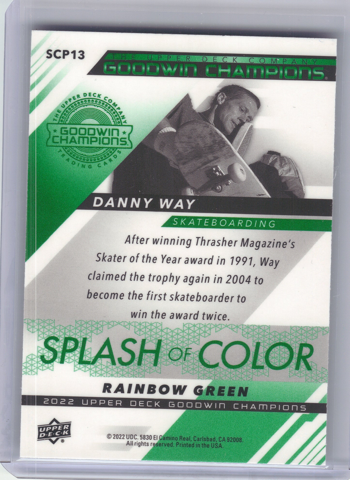 2022 Upper Deck Goodwin Champions #SCP13 Danny Way Splash of Color Platinum Rainbow