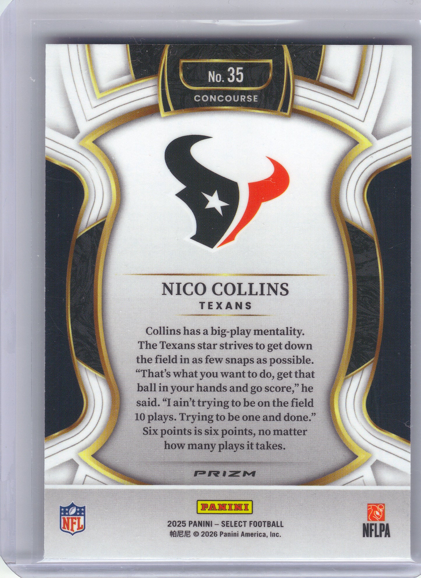 2025 Panini Select #35 Nico Collins Pink Prizm Shock Houston Texans