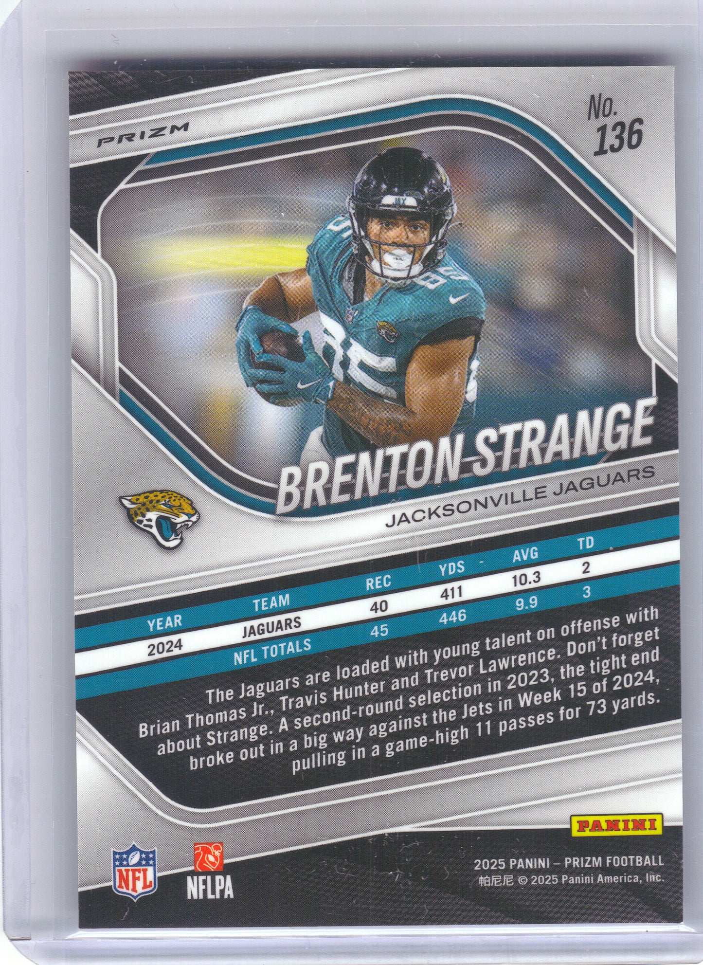 2025 Panini Prizm #136 Brenton Strange Red White and Blue Jacksonville Jaguars
