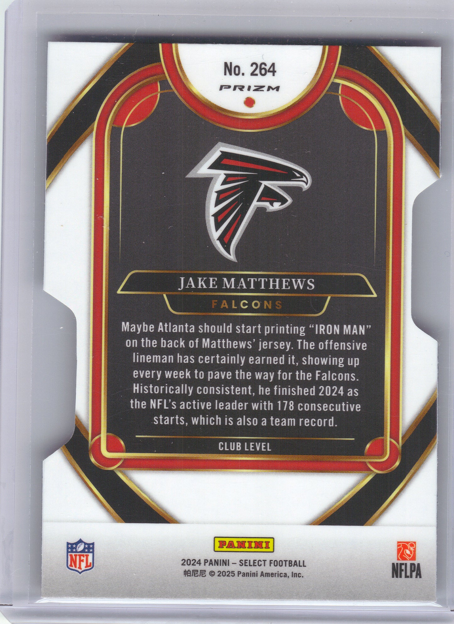 2024 Panini Select #264 Jake Matthews Silver Prizm Die Cut Atlanta Falcons