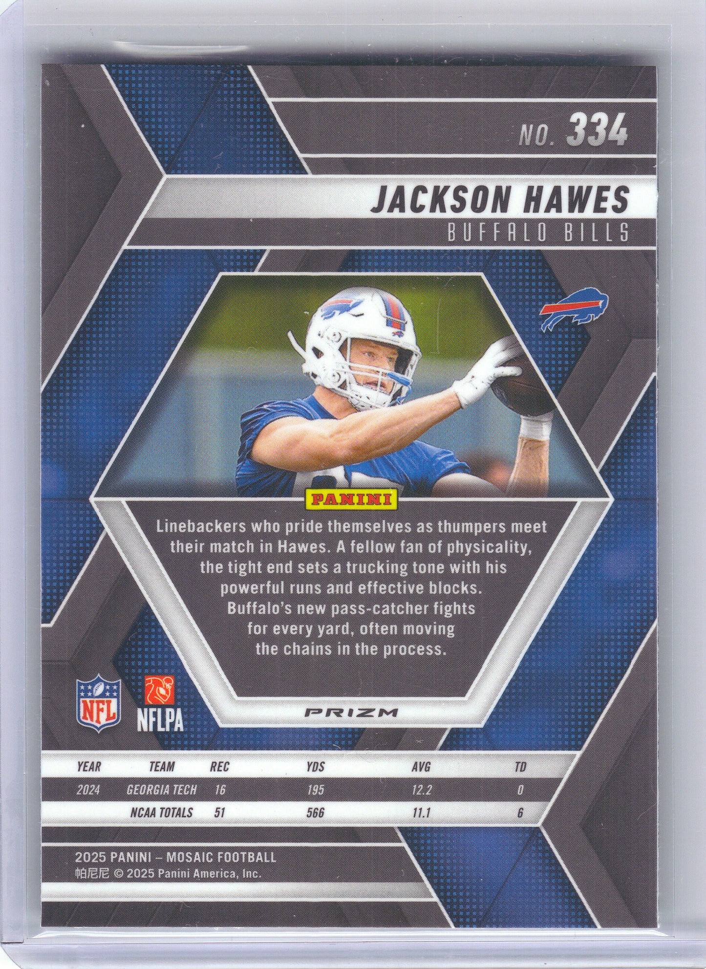 2025 Panini Mosaic #334 Jackson Hawes Mosaic Green Buffalo Bills RC