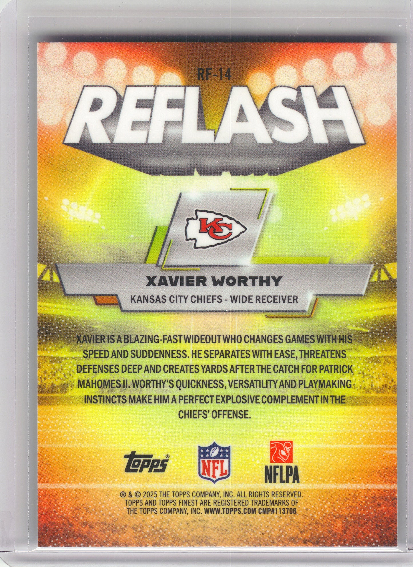 2025 Finest #RF-14 Xavier Worthy Reflash X-Fractor Kansas City Chiefs