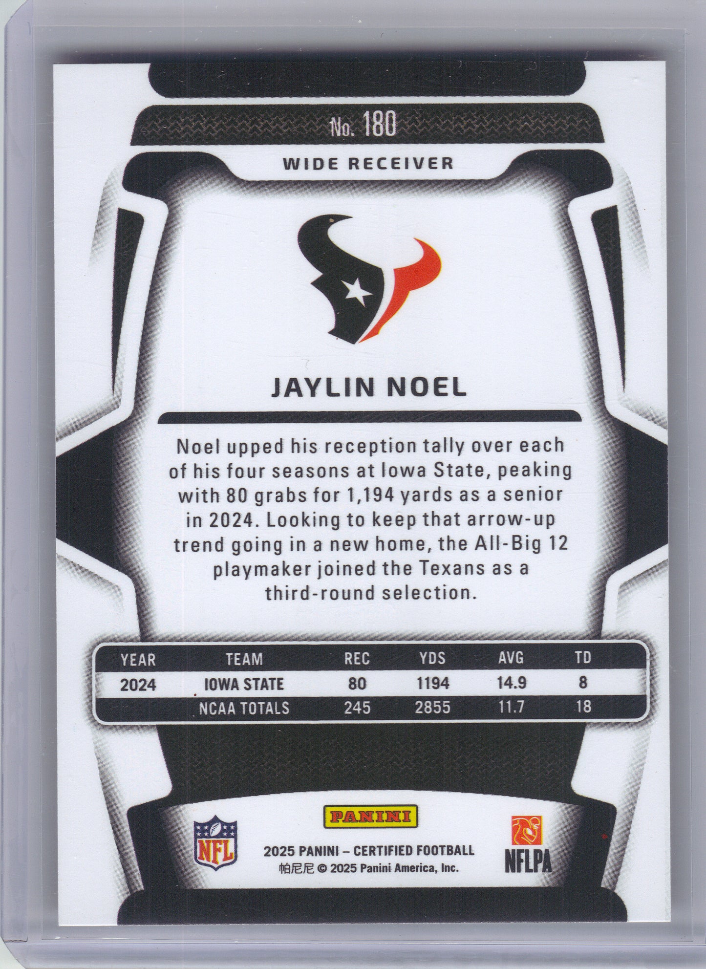 2025 Panini Certified #180 Jaylin Noel Mirror Orange #/150 Houston Texans SN,RC