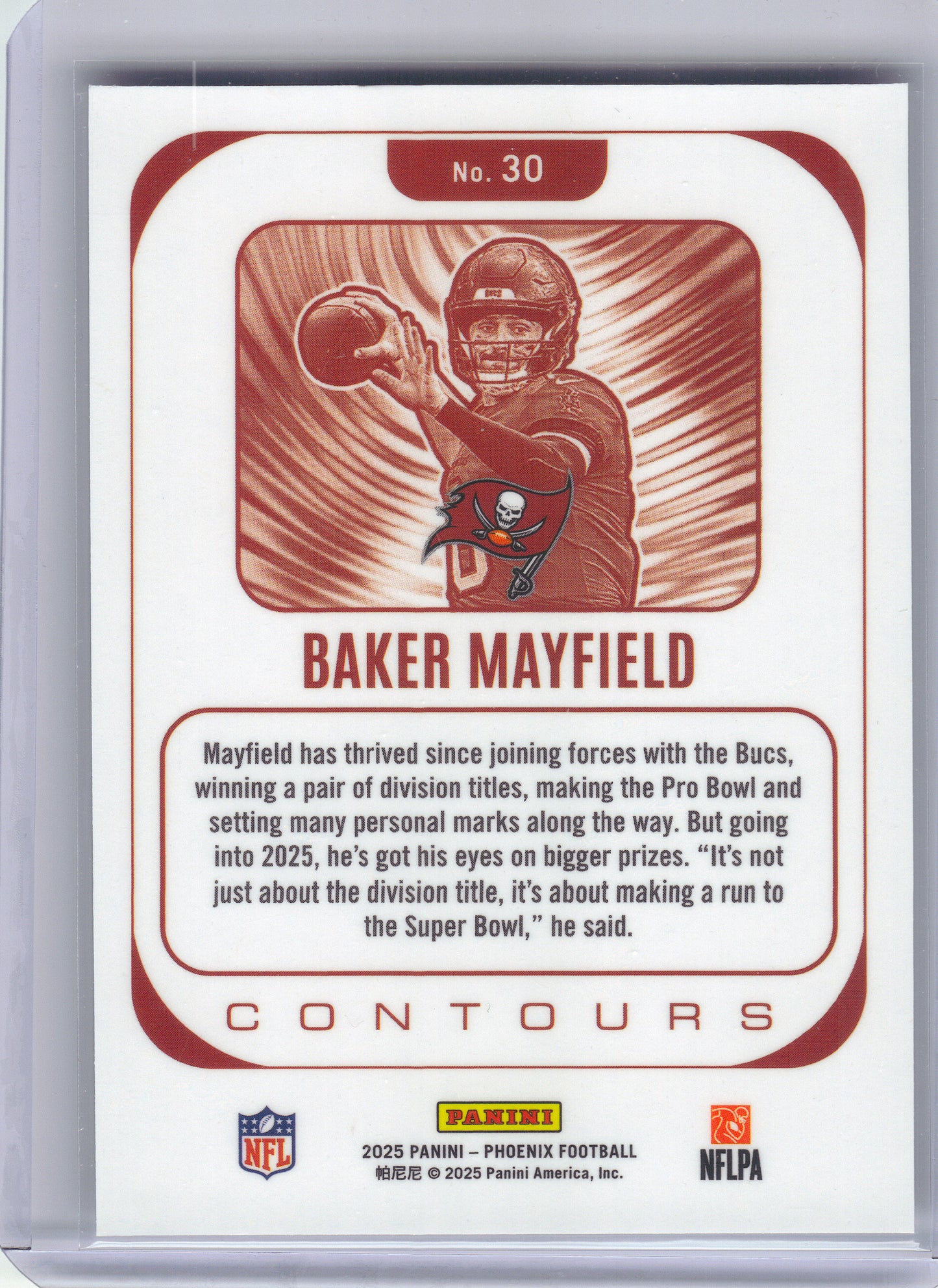 2025 Panini Phoenix #30 Baker Mayfield Contours Tampa Bay Buccaneers