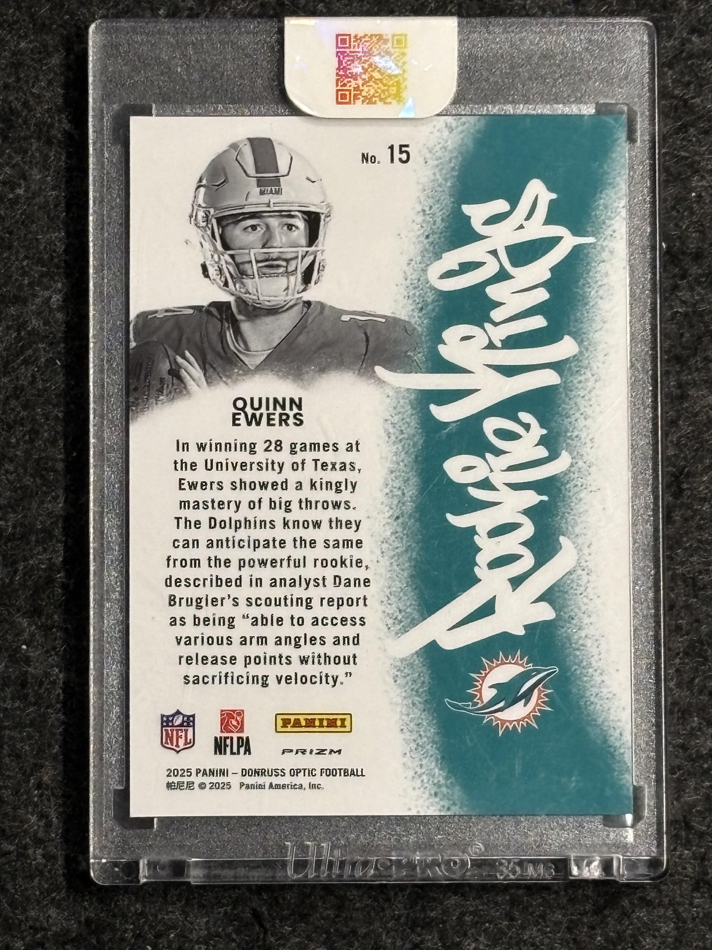 2025 Donruss Optic #15 Quinn Ewers Rookie Kings Miami Dolphins