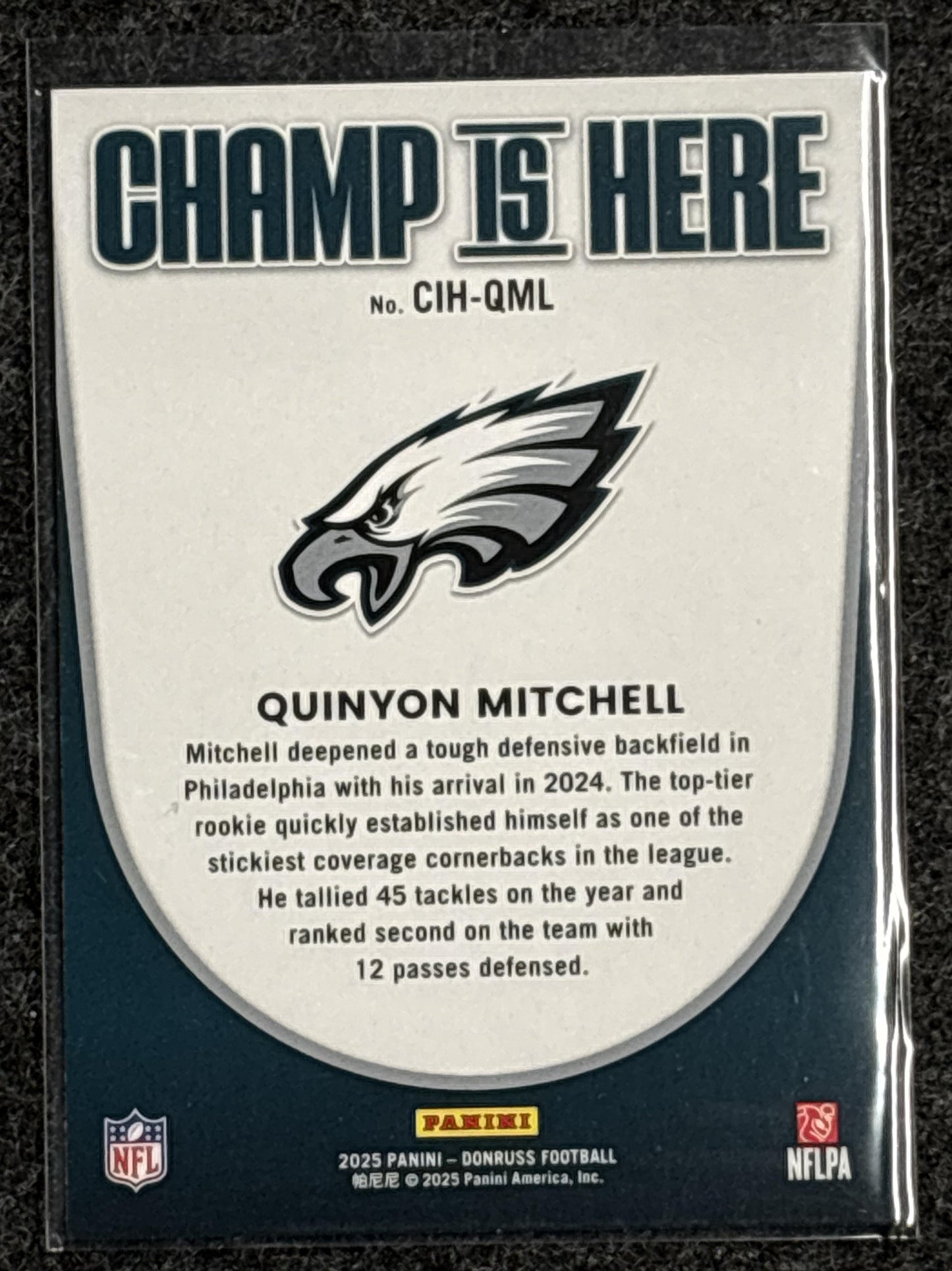 2025 Donruss #CIH-QML Quinyon Mitchell Champ is Here Philadelphia Eagles