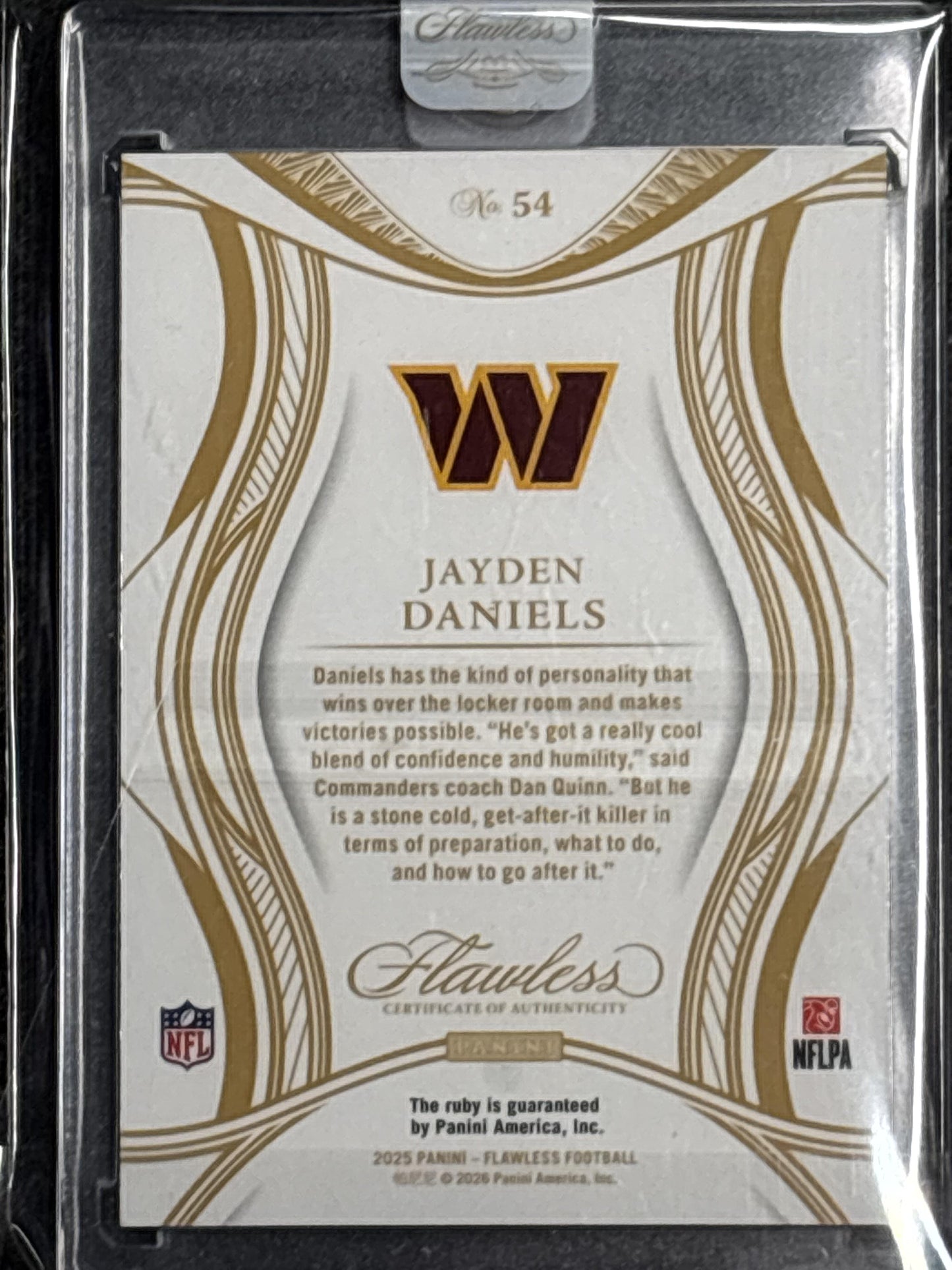 2025 Panini Flawless #54 Jayden Daniels #/25 Washington Commanders SN