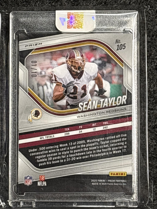 2025 Panini Prizm #105 Sean Taylor Gold #/10 Washington Redskins SN