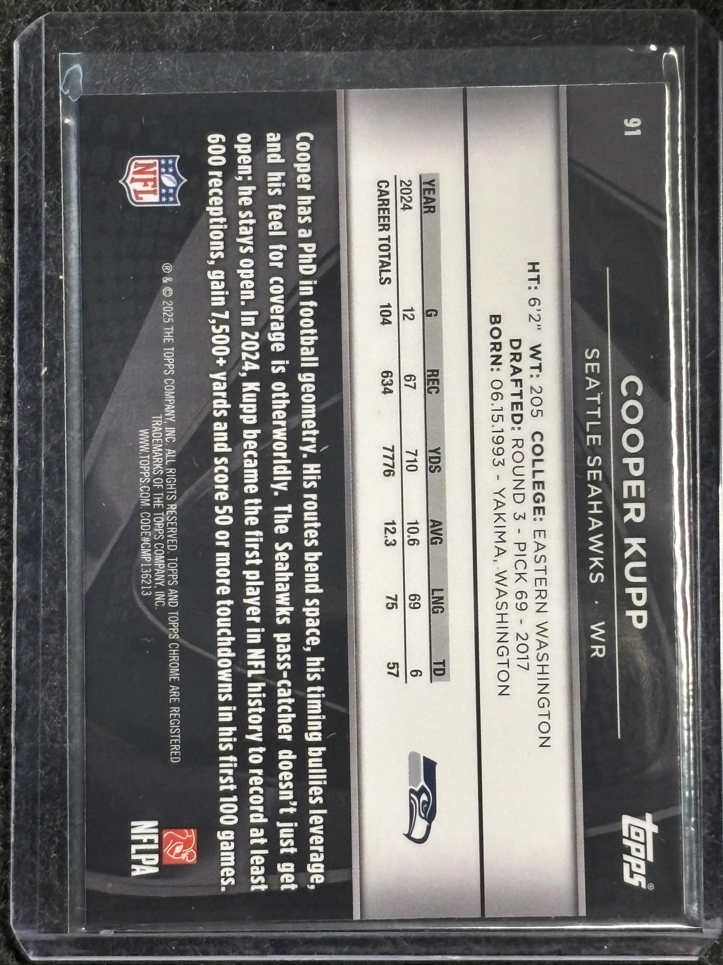2025 Topps Chrome Black #91 Cooper Kupp Seattle Seahawks