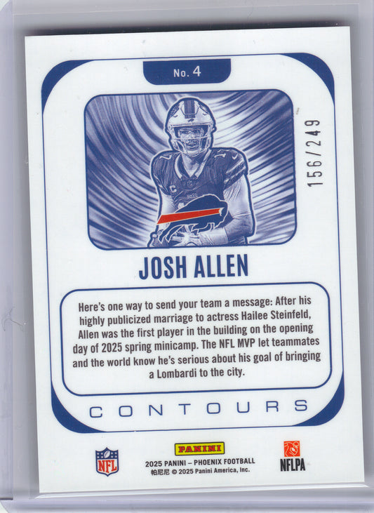 2025 Panini Phoenix #4 Josh Allen Contours Red Prizm #/249 Buffalo Bills SN