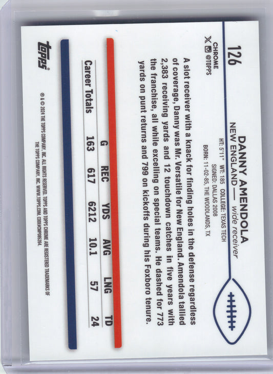 2024 Topps Chrome #126 Danny Amendola Camo Wave Refractor New England Patriots