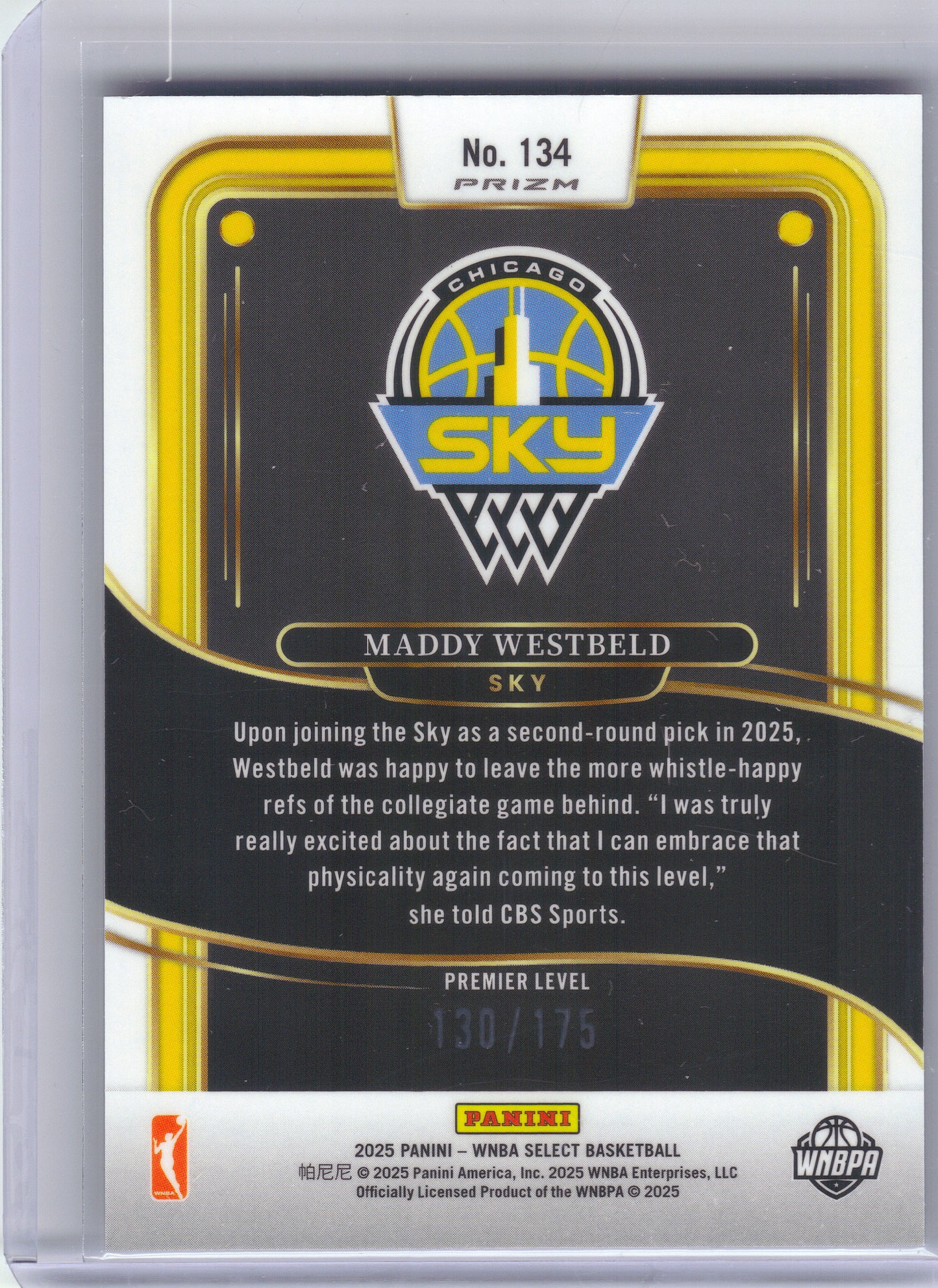 2025 Panini Select WNBA #134 Maddy Westbeld Pink Camo Prizms #/175 Chicago Sky SN