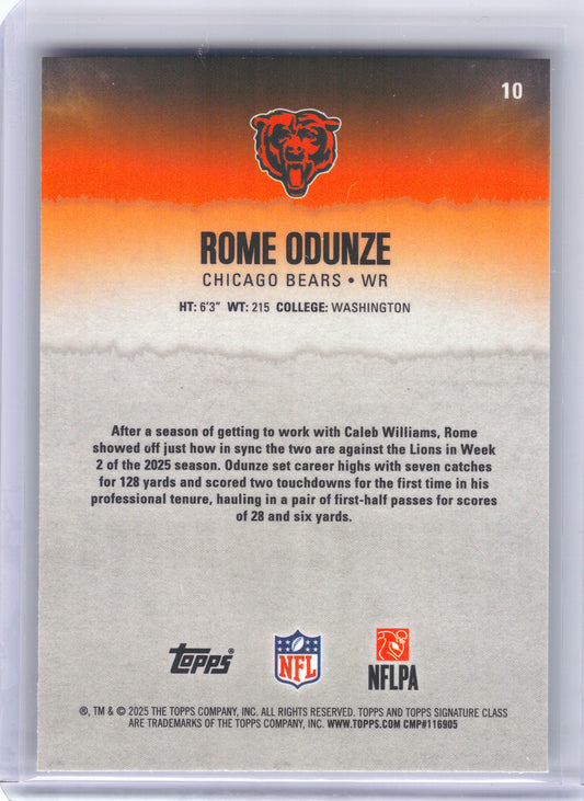 2025 Topps Signature Class #10 Rome Odunze Chrome Chicago Bears