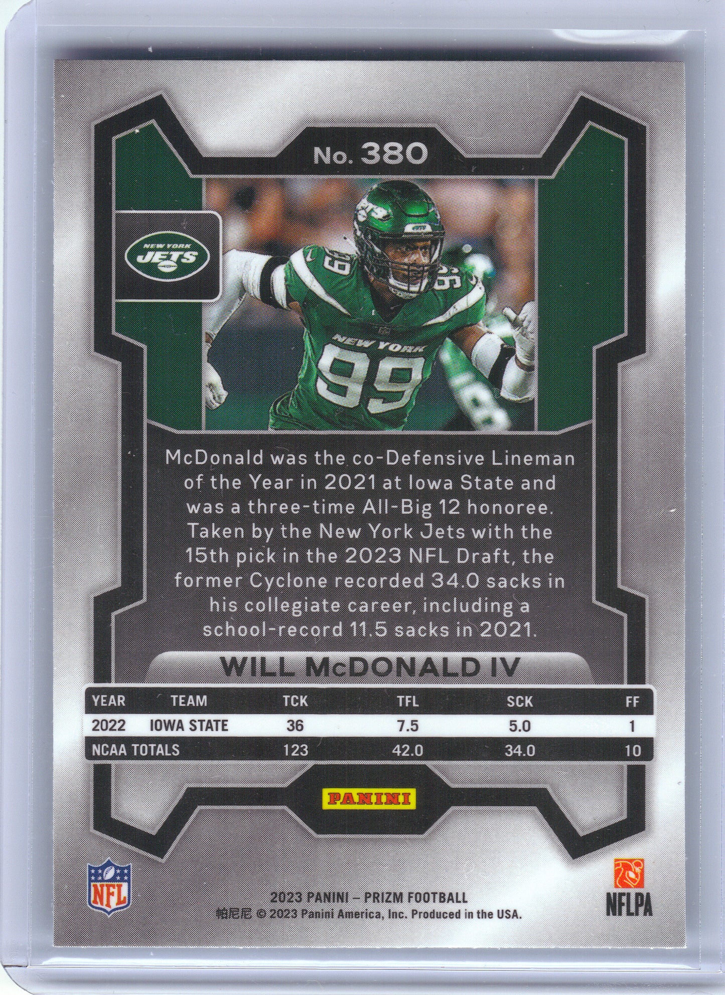 2023 Panini Prizm #380 Will McDonald IV New York Jets Rookie