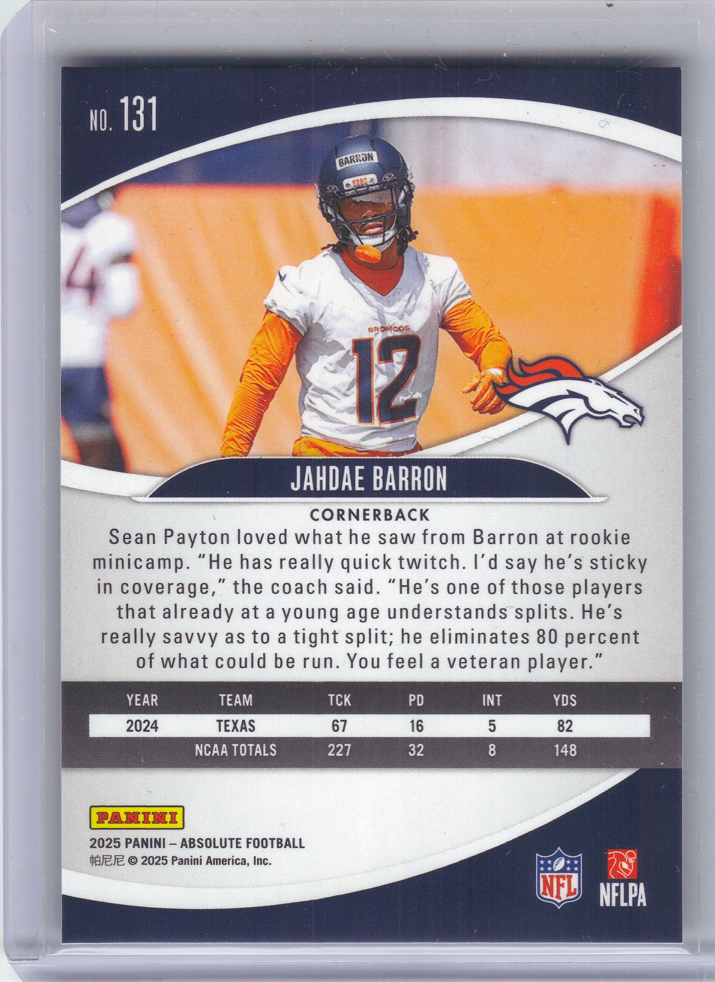 2025 Panini Absolute #131 Jahdae Barron Retail Denver Broncos Rookie