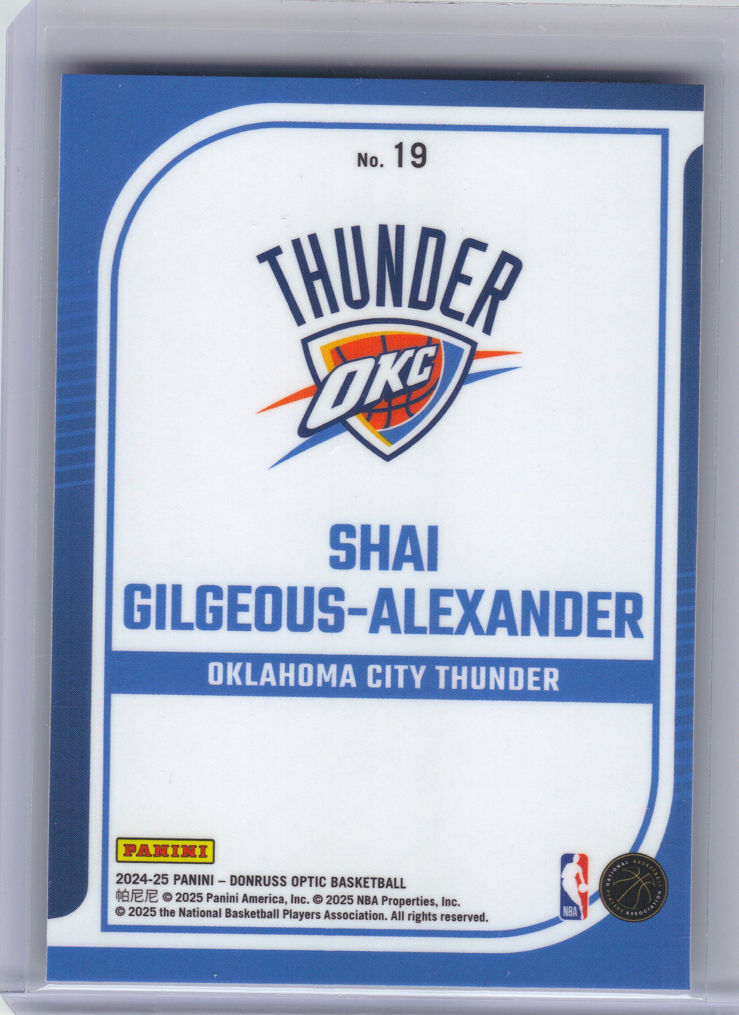 2024-25 Donruss Optic #19 Shai Gilgeous-Alexander Elite Dominators Oklahoma City Thunder