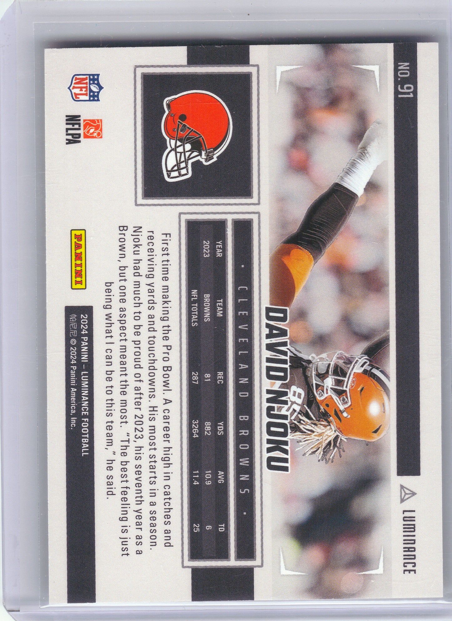 2024 Panini Luminance #91 David Njoku Gold #/299 Cleveland Browns SN