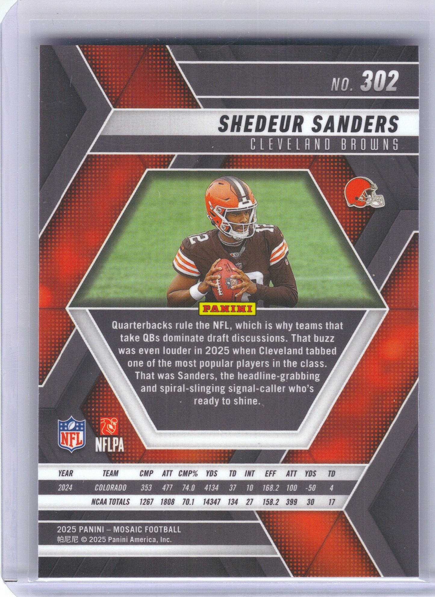 2025 Panini Mosaic #302 Shedeur Sanders Cleveland Browns Rookie