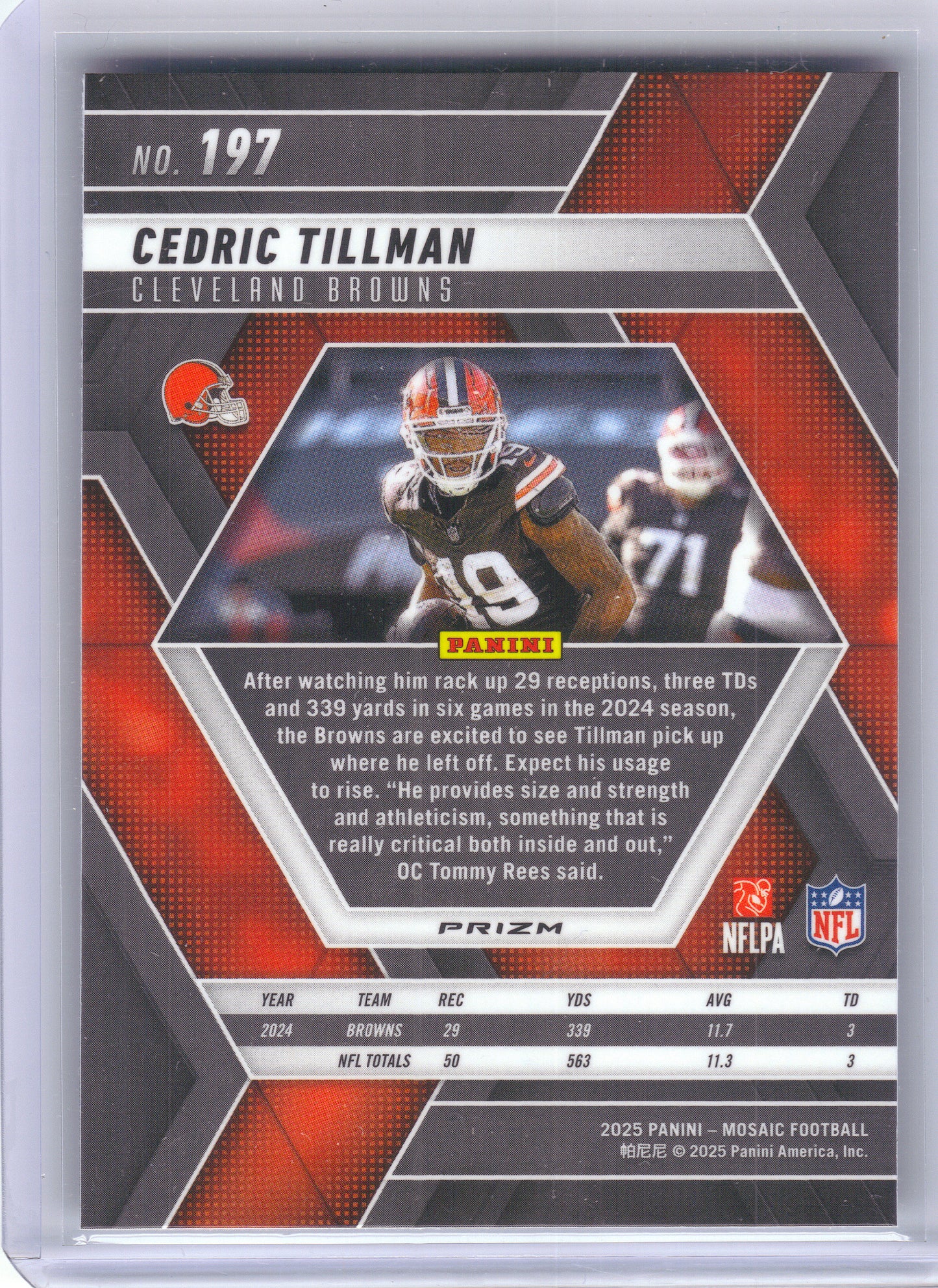2025 Panini Mosaic #197 Cedric Tillman Silver Cleveland Browns