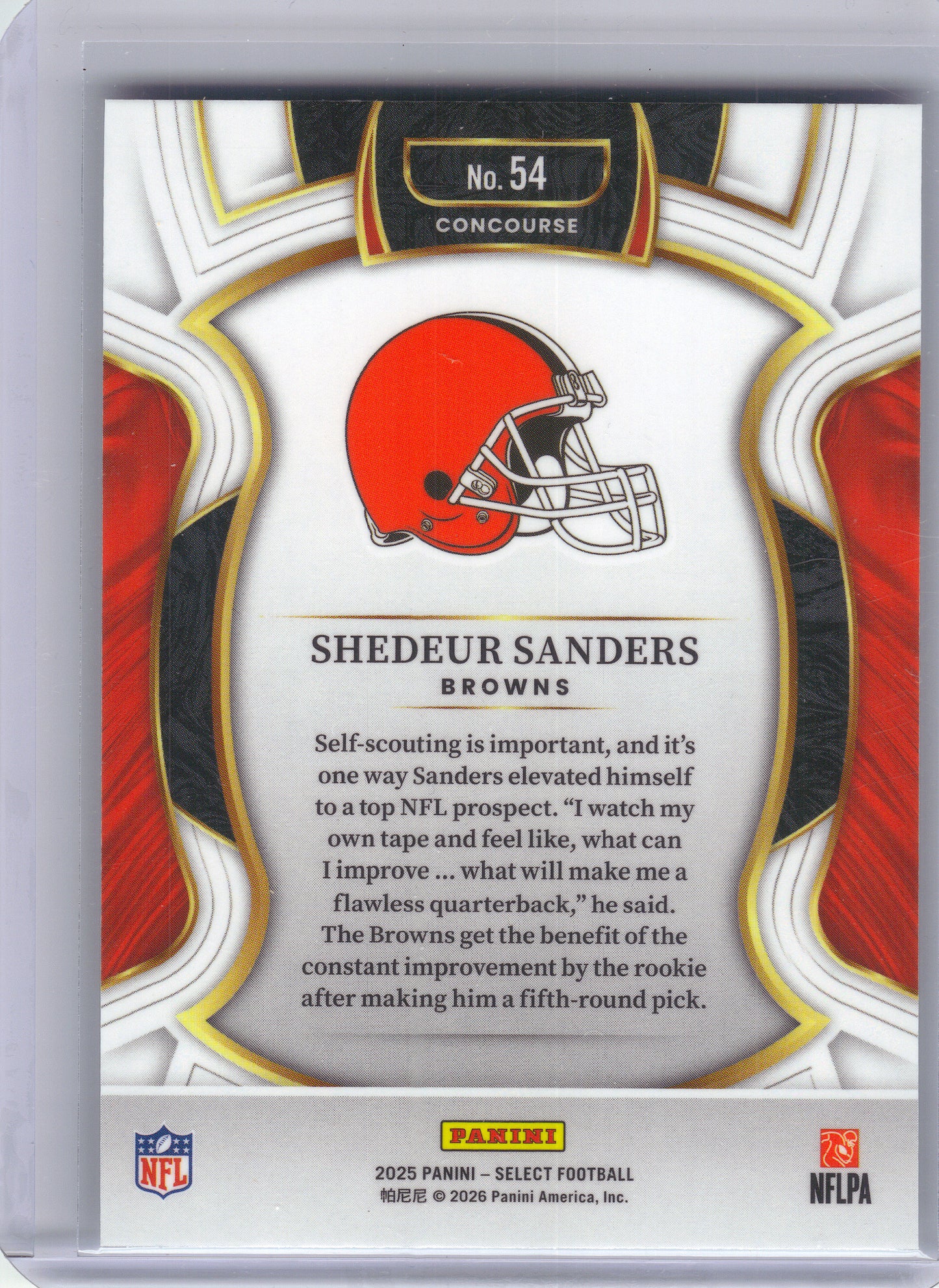 2025 Panini Select #54 Shedeur Sanders Cleveland Browns Rookie