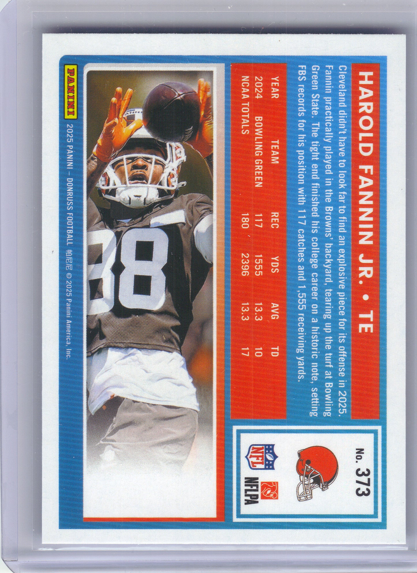 2025 Donruss #373 Harold Fannin Jr. Press Proofs Blue Cleveland Browns Rookie