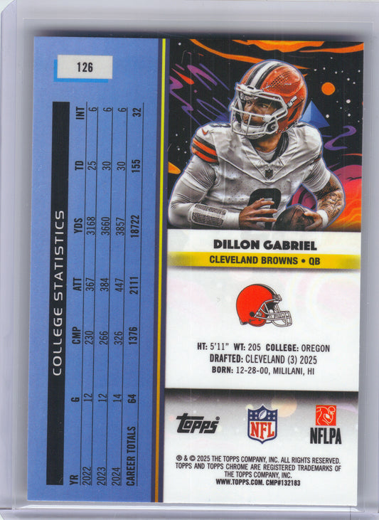 2025 Topps Chrome Cosmic #126 Dillon Gabriel Cleveland Browns Rookie