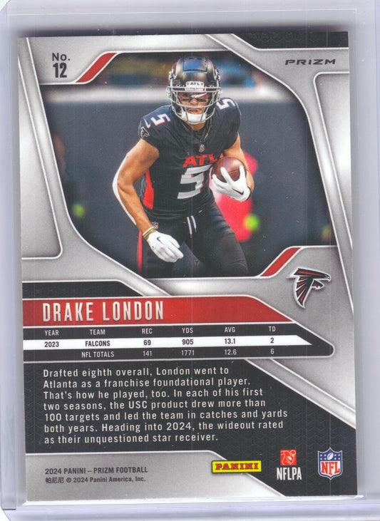 2024 Panini Prizm #12 Drake London Orange Disco Prizm Atlanta Falcons